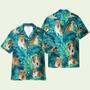 Borzoi In Tropical Green Leaves Hawaiian Shirt