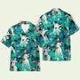 Bull Terrier In Tropical Green Leaves Hawaiian Shirt