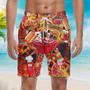 Chilling And Grilling BBQ With Fire Red Beach Shorts For Men