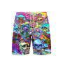 Colorful Happy Hippie Mushroom Skull Beach Shorts For Men