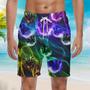 Colorful Light Cat Beach Shorts For Men