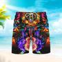 Colorful Neon Flame Guitar Beach Shorts For Men