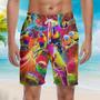 Colorful Parrots Neon Beach Shorts For Men