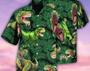 Dinosaur World Summer Green Leaf - Hawaiian Shirt, Hawaii Shirt Party Summer, Tropical Beach Shirt Button Down Shirt, Beach Party Gifts. Summer Gifts