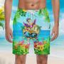 Flamingo Let's Get Flocked Up On The Beach Beach Shorts For Men