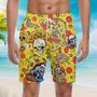 Food We're Death Before Pizza Skeleton Yellow Beach Shorts For Men