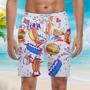 Funny American Hot Dog Of July Independence Day Patriotic Beach Shorts For Men