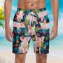 Funny Pig Flowers Tropical Beach Shorts For Men