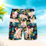 Funny Pig Flowers Tropical Beach Shorts For Men