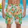 Funny Pomeranian Dog Pineapple Tropical Beach Shorts For Men