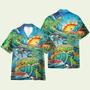 Funny Trex Dinosaur Surfing Hawaiian Shirt