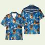 German Shepherd Blue Floral Pattern Hawaiian Shirt