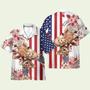 Giraffe July America Independence Day America Flag Pattern Hawaiian Shirt