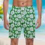 Green Tropical Summer Beach Shorts For Men