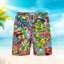 Hippie Alien Peace Life All Over Pattern Beach Shorts For Men