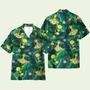 Hippie Alien Ufo In Tropical Green Leaves Hawaiian Shirt