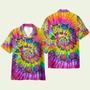 Hippie Cat Awesome Tie Dye Tropical Hawaiian Shirt