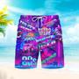 I love s Music Party Colorful Neon Lights Beach Shorts For Men