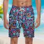 Independence Day Neon Style Beach Shorts For Men