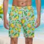 Lemon Tropical Pattern Beach Shorts For Men