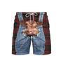 Love Cow Red Plaid Cute Beach Shorts For Men