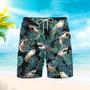 Love Shark Green Tropical Beach Shorts For Men