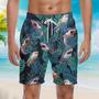 Love Shark Green Tropical Beach Shorts For Men