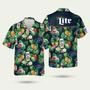 Miller Lite Beer Tropical Flower Hawaiian Shirt