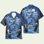 Native Wolf Ice Land Blue Hawaiian Shirt