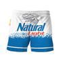 Natural Light White Blue Basic Swim Trunks