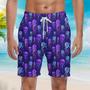 Neon Colorful Jellyfish Violet Beach Shorts For Men