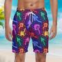 Neon Colorful Mushroom Beach Shorts For Men