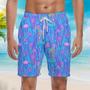 Neon Hippie Mushroom Beach Shorts For Men