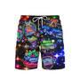 Neon Merry Christmas And Happy New Year Colorful Lights Beach Shorts For Men