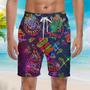 Neon Mexican Party Cinco De Mayo Beach Shorts For Men