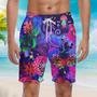 Neon Octopus Purple Beach Shorts For Men