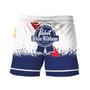 Pabst Blue Ribbon White Blue Basic Swim Trunks