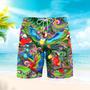 Parrot Mardi Gras Pattern Beach Shorts For Men