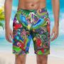 Parrot Mardi Gras Pattern Beach Shorts For Men