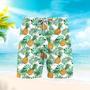 Pineapple And Leaves Seamless Pattern Beach Shorts For Men