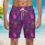 Pineapple Party Purple Summer Tropical Beach Shorts For Men