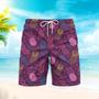 Pineapple Party Purple Summer Tropical Beach Shorts For Men