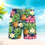 Pineapple Tropical Floral Pattern Beach Shorts For Men