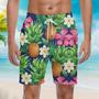 Pineapple Tropical Floral Pattern Beach Shorts For Men