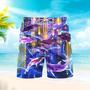 Purple Neon Dolphins Under The Ocean Beach Shorts For Men