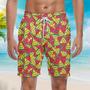 Red And Yellow Watermelon Slices Pattern Beach Shorts For Men