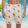 Shrimp On Yellow Lemon Slices Beach Shorts For Men