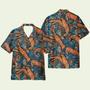 Shrimp Tropical Leaves Pattern Hawaiian Shirt