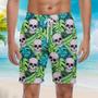 Skull On Palm Leaves Beach Shorts For Men