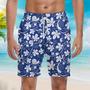 Snails On The Vine White Blue Floral Beach Shorts For Men